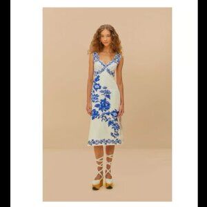 Farm Rio Cascade Floral Linen Midi Dress NWT